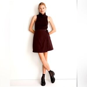 NWT MADEWELL maroon/plum wrap mini skirt